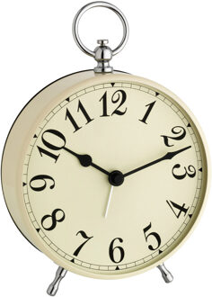 TFA wekker - alarmklok - retrolook - taupe - D16 cm - metaal