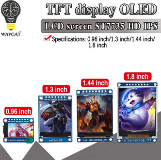 TFT Display 0.96 1.3 1.44 1.8 inch IPS 7P SPI HD 65K Full Color LCD Module ST7735 / ST7789 Drive IC 80*160 240*240 (Not OLED)