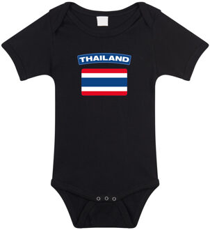 Thailand landen rompertje met vlag zwart voor babys 80 (9-12 maanden)