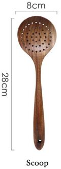 Thailand Teak Natuurlijke Houten Servies Lepel Pollepel Turner Lange Rijst Vergiet Soep Skimmer Koken Lepels Scoop Keuken Tool Set 05