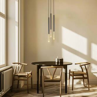 Thalassa hanglamp 3-lamps G9 zwart/chroom rond zwart, chroom