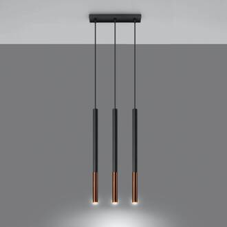 Thalassa hanglamp 3-lamps G9 zwart/koper lang zwart, koper