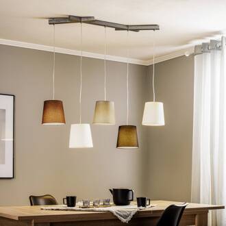 Thamila hanglamp, meerkleurig, ijzer nikkel, karamel, zwart, grijs, wit, bruin