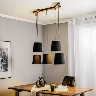 Thamila hanglamp, zwart, eiken zwart, licht hout