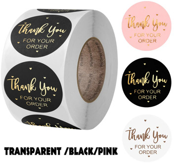 "THANK you for your order"sticker for envelope sealing labels sticker black pink transparent gold sticker stationery supply