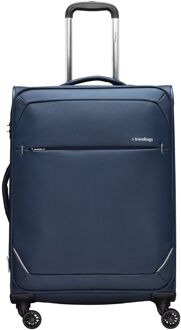 The Base Soft Trolley 68 dark blue zachte koffer lichtgewicht koffer Blauw - H 68 x B 43 x D 28 cm