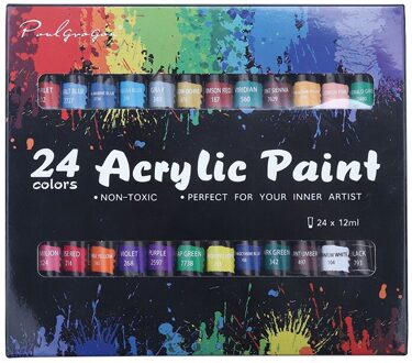 'The Best' 12/24 Kleur Acryl Verf Set Voor Canvas Hout Klei Stof Nail Art Keramische Craft 12Ml 889 licht grijs)