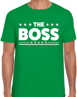 The Boss tekst t-shirt - groen - heren - voor de Baas - Carnaval M