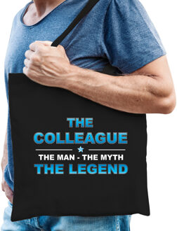 The Colleague the legend kado tasje voor verjaardag zwart voor heren - Feest Boodschappentassen