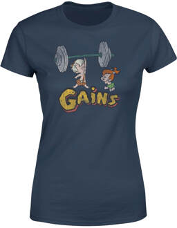 The Flintstones Bamm-Bamm Gains Distressed Dames T-shirt - Navy - XXL Blauw