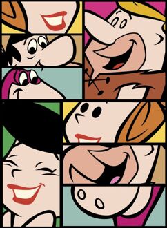 The Flintstones Cartoon Squares Men's T-Shirt - Black - 5XL Zwart