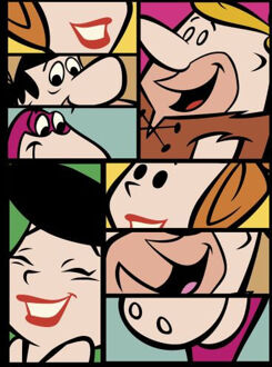 The Flintstones Cartoon Squares Women's T-Shirt - Black - M Zwart