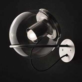 The Globe wandlamp van glas, nikkel satijn nikkel, helder