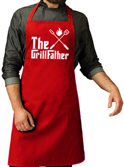 The Grillfather barbecue / keuken schort rood voor heren - Feestschorten