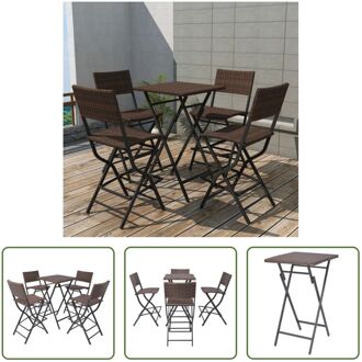 The Living Store Barset - 60 x 60 x 101 cm - Bruin PE Rattan met Stalen Frame