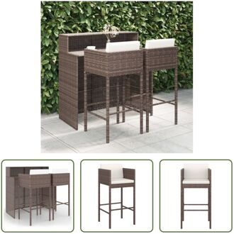 ""The Living Store Tuinbarset - Bruin - PE-rattan en staal - 120x55x110 cm - Inclusief kussens""