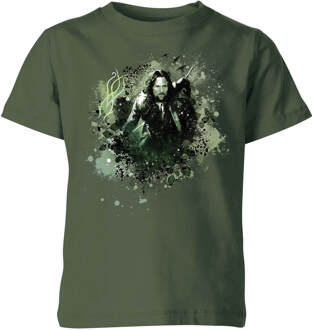 The Lord Of The Rings Aragorn Colour Splash Kids' T-Shirt - Forest Green - 122/128 (7-8 jaar) - M