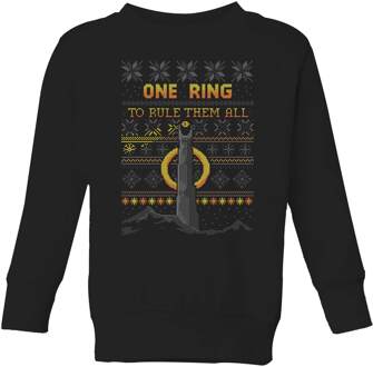 The Lord of the Rings One Ring Kids' Christmas Sweatshirt in Black - 122/128 (7-8 jaar) Zwart - M