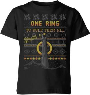 The Lord Of The Rings One Ring Kids' Christmas T-Shirt in Black - 134/140 (9-10 jaar) - Zwart
