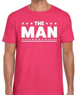 The Man tekst t-shirt roze heren 2XL