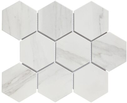 The Mosaic Factory 0,76m² - Mozaiek Tegels - Barcelona Hexagon Carrara Wit 9,5x11