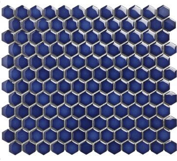 The Mosaic Factory 0,78m² - Mozaiek Tegels - Barcelona Hexagon Cobalt Blauw 2,3x2,6