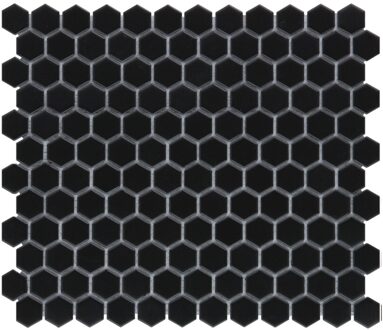 The Mosaic Factory 0,78m² - Mozaiek Tegels - Barcelona Hexagon Zwart Mat 2,3x2,6