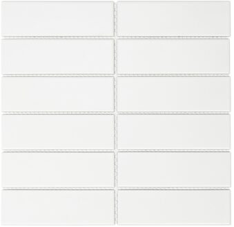 The Mosaic Factory 0,86m² - Mozaiek Tegels - Barcelona Rechthoek Wit mat 4,5x14,5cm