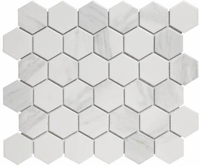 The Mosaic Factory 0,91m² - Mozaiek Tegels - Barcelona Hexagon Carrara Wit 5,1x5,9