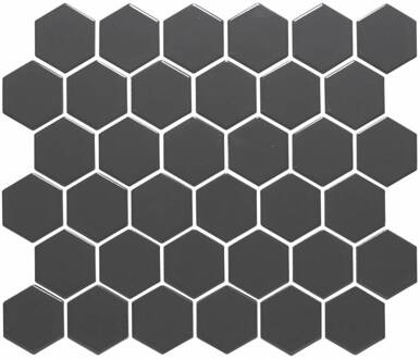 The Mosaic Factory 0,91m² - Mozaiek Tegels - Barcelona Hexagon Donker Grijs 5,1x5,9