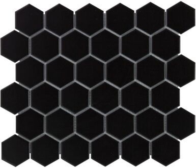 The Mosaic Factory 0,91m² - Mozaiek Tegels - Barcelona Hexagon Zwart Mat 5,1x5,9