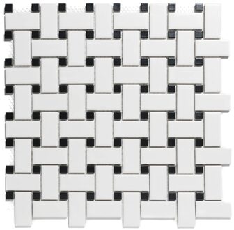 The Mosaic Factory 0,9m² -Mozaiek Paris Basketweave Wit/Zwart