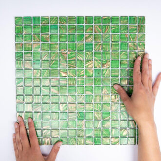 The Mosaic Factory 1,04m² - Mozaiek Tegels - Amsterdam Vierkant Groen/Goud 2x2