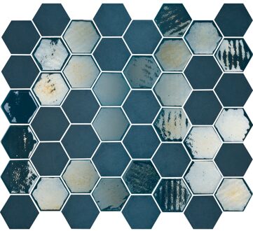 The Mosaic Factory 1m² -Mozaiek Valencia Hexagon Blauw 4,3x4,9
