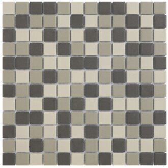 The Mosaic Factory London vierkante mozaïek tegels 30x30 grijs/donkergrijs/zwart