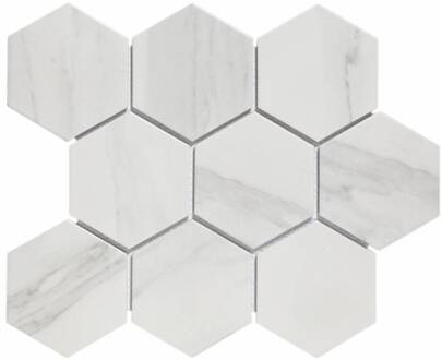 The Mosaic Factory Mozaiek Hexagon Marmer Carrara 9.5x11 cm Mat Wit Prijs The Mosaic Factory