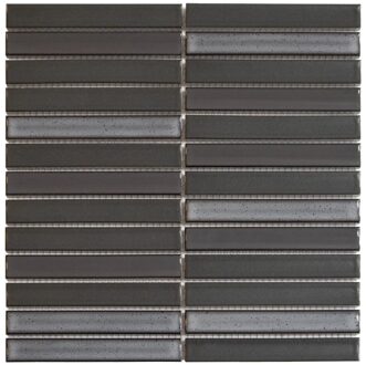 The Mosaic Factory Mozaiek Tegel Sevilla 29,6x30 cm Finger Glossy Carbon Shades of Gray The Mosaic Factory