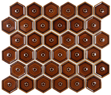 The Mosaic Factory Osiris Hertman Mozaïektegel - 5.1x5.9cm - wand en vloertegel - glans - creme caramel AFH-OH-13800