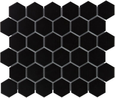 The Mosaic Factory Tegelsample: The Mosaic Factory Barcelona hexagon mozaïek tegels 28x33 zwart mat