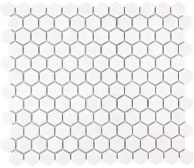 The Mosaic Factory Tegelsample: The Mosaic Factory Barcelona mini hexagon mozaïek tegels 26x30 extra wit