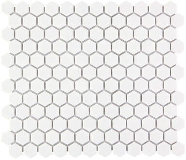 The Mosaic Factory Tegelsample: The Mosaic Factory Barcelona mini hexagon mozaïek tegels 26x30 wit mat