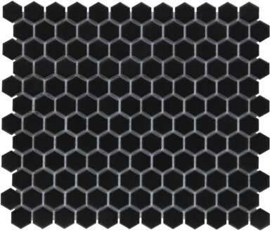 The Mosaic Factory Tegelsample: The Mosaic Factory Barcelona mini hexagon mozaïek tegels 26x30 zwart mat