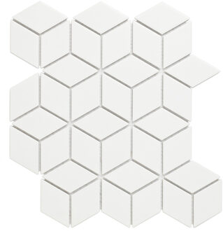 The Mosaic Factory Tegelsample: The Mosaic Factory Paris mozaïek tegels 27x31 kubus wit mat