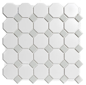 The Mosaic Factory Tegelsample: The Mosaic Factory Paris octagon mozaïek tegels 30x30 wit/grijs