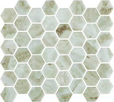 The Mosaic Factory Tegelsample: The Mosaic Factory Valencia hexagon glasmozaïek tegels 28x33cm verde marble