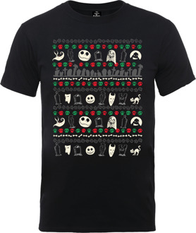 The Nightmare Before Christmas Jack Skellington en Sally Zero Faces T-shirt - Zwart - L