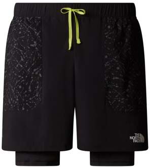 The North Face Sunriser 2in1 6in Hardloopshorts Heren-Zwart,Neongroen