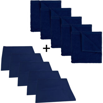 The One Keuken set - 5 sets - 5 x theedoek (50 x 70 cm) & 5 x keukendoek 50 x 50 cm - Navy