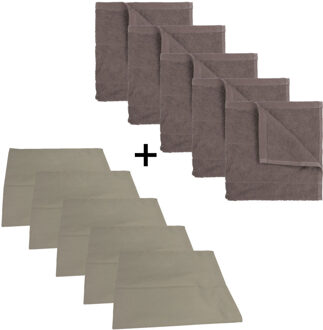 The One Keuken set - 5 sets - 5 x theedoek (50 x 70 cm) & 5 x keukendoek 50 x 50 cm - Taupe