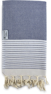 The One Towelling Hamamdoek Exclusive 90 X 170 Cm Blauw Depth/blauw Heron/lilac Marble
